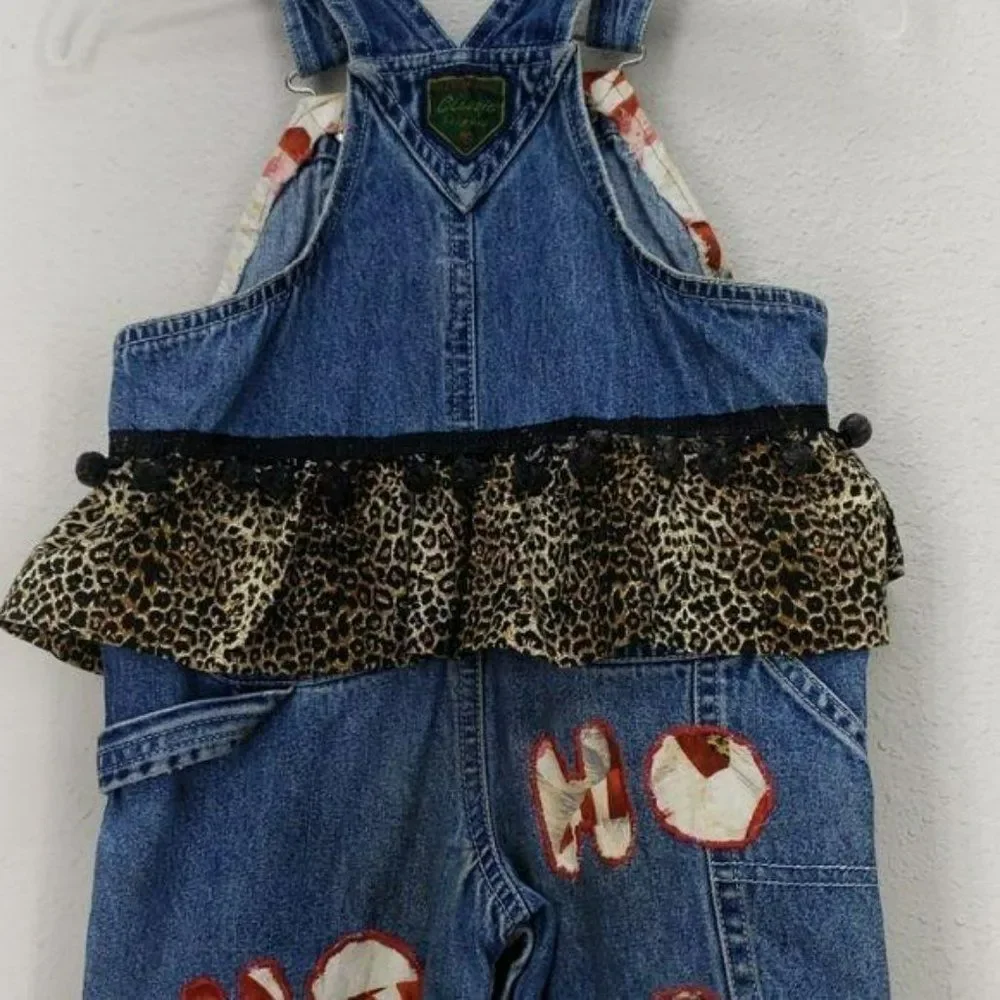 Baby Gap Santa Design Girls 12-18 Months Denim Overalls‎